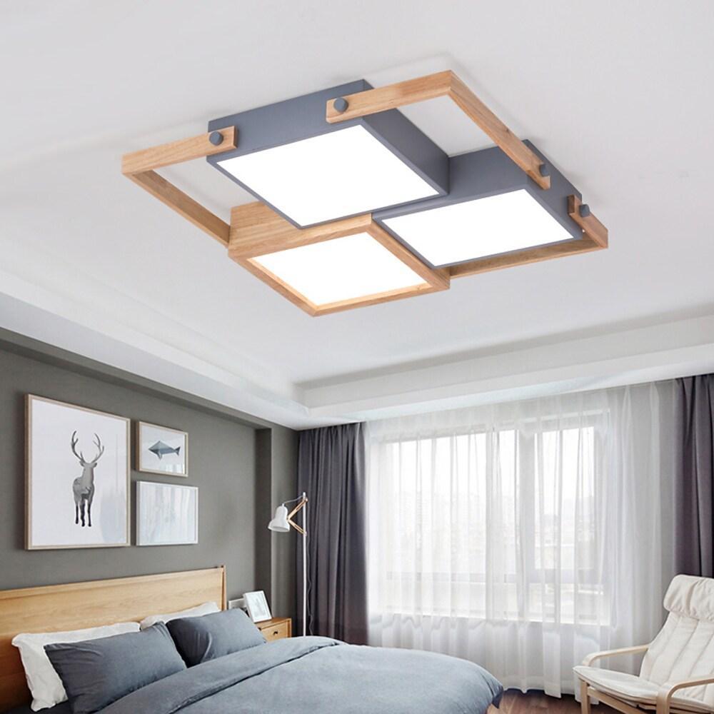 Multi Square Dimmable LED Rustic Ceiling Light Flush Mount Lighting