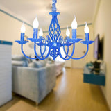 Candle Design Metal Rustic Chandeliers with 6 LED Bulbs