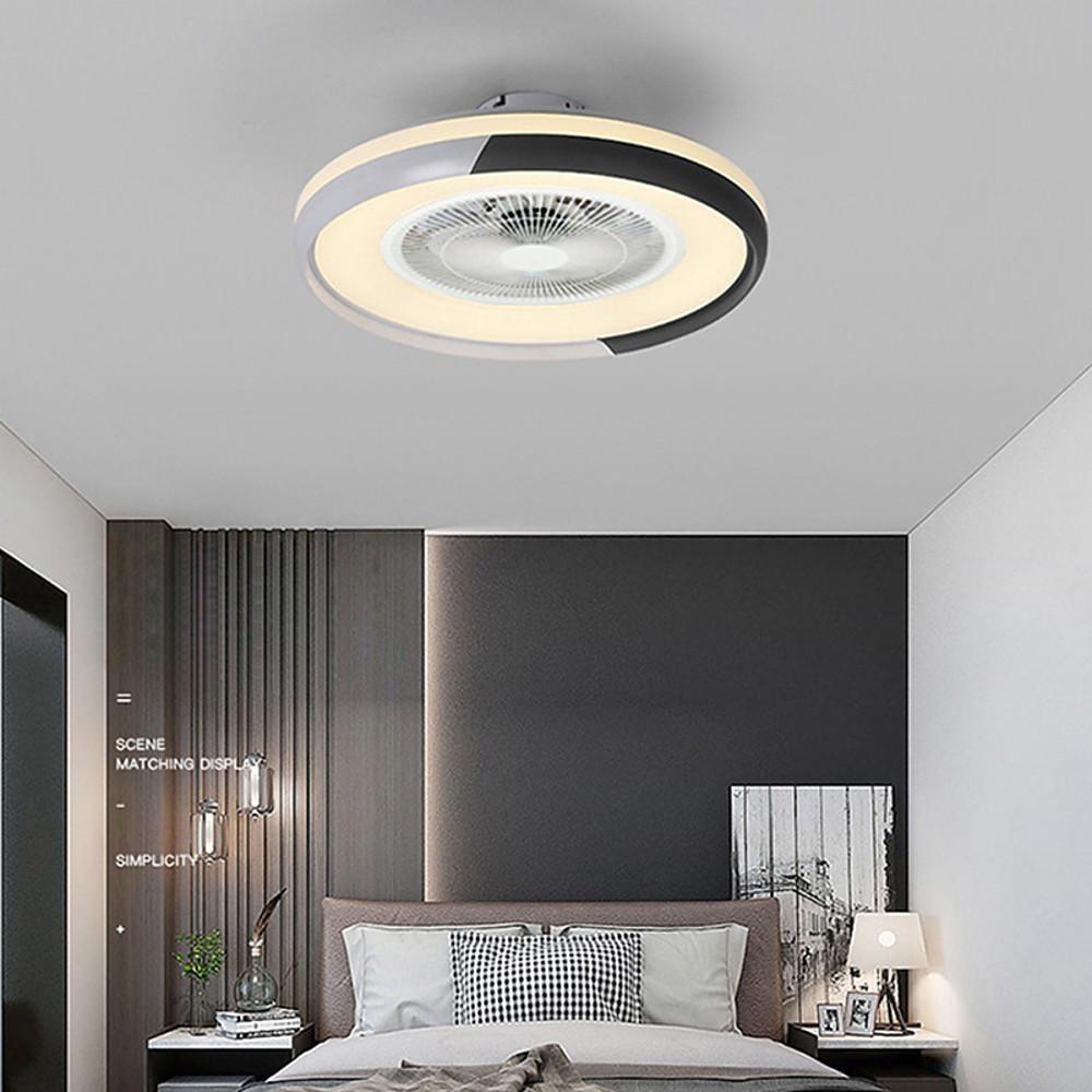 Circular Dimmable Flush Mount Bladeless Ceiling Fan with Light and Remote