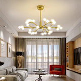 Novelty Iron Chandelier with 30-Light glass orbs bubble, 33'' Wide, LED Lighting