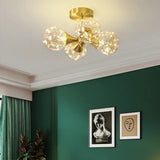 4 Globe Copper Glass Flush Mounts Lighting Classic LED Ceiling Lights