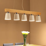 Linear Wood Chandelier Island Kitchen Lighting Dining Room Chandeliers 5 Bulbs