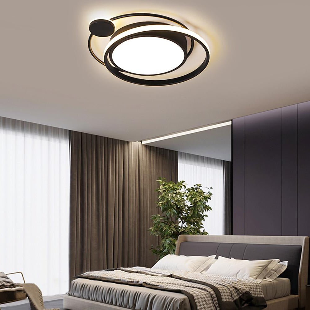 LED Offset Circles Geometric Classic Dimmable Flush Mount Ceiling Light for Bedroom