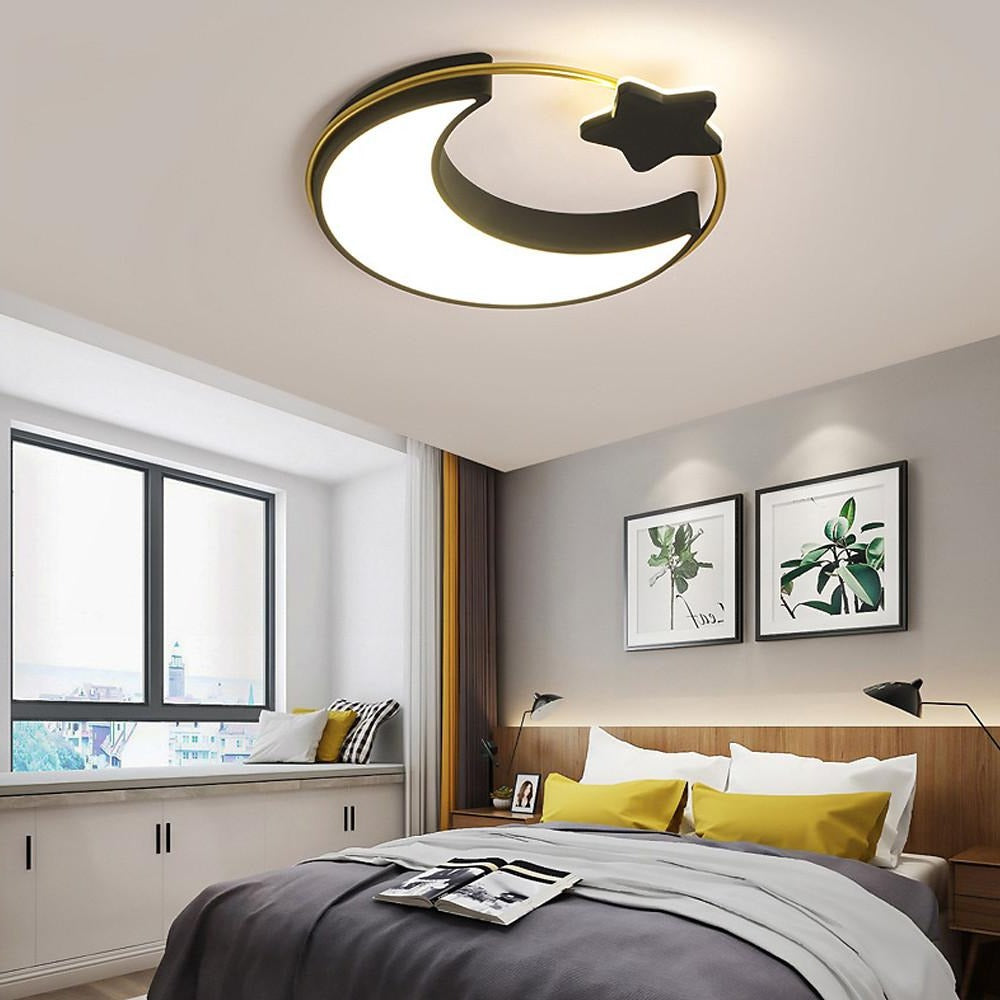 Moon and Star Dimmable Flush Mount LED Light Baby Kids Bedroom Ceiling Lights