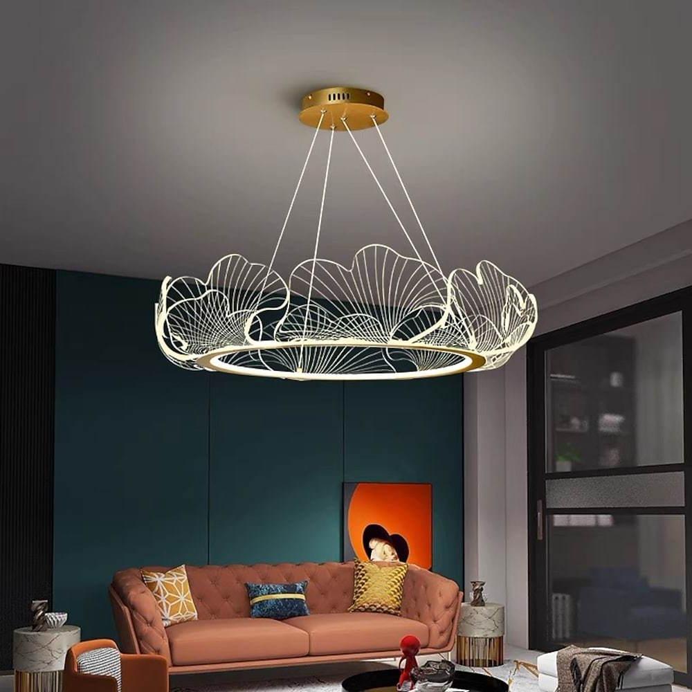 Novelty Iron Sea Chandelier - Gold Finish, 33'' Wide, LED Lighting