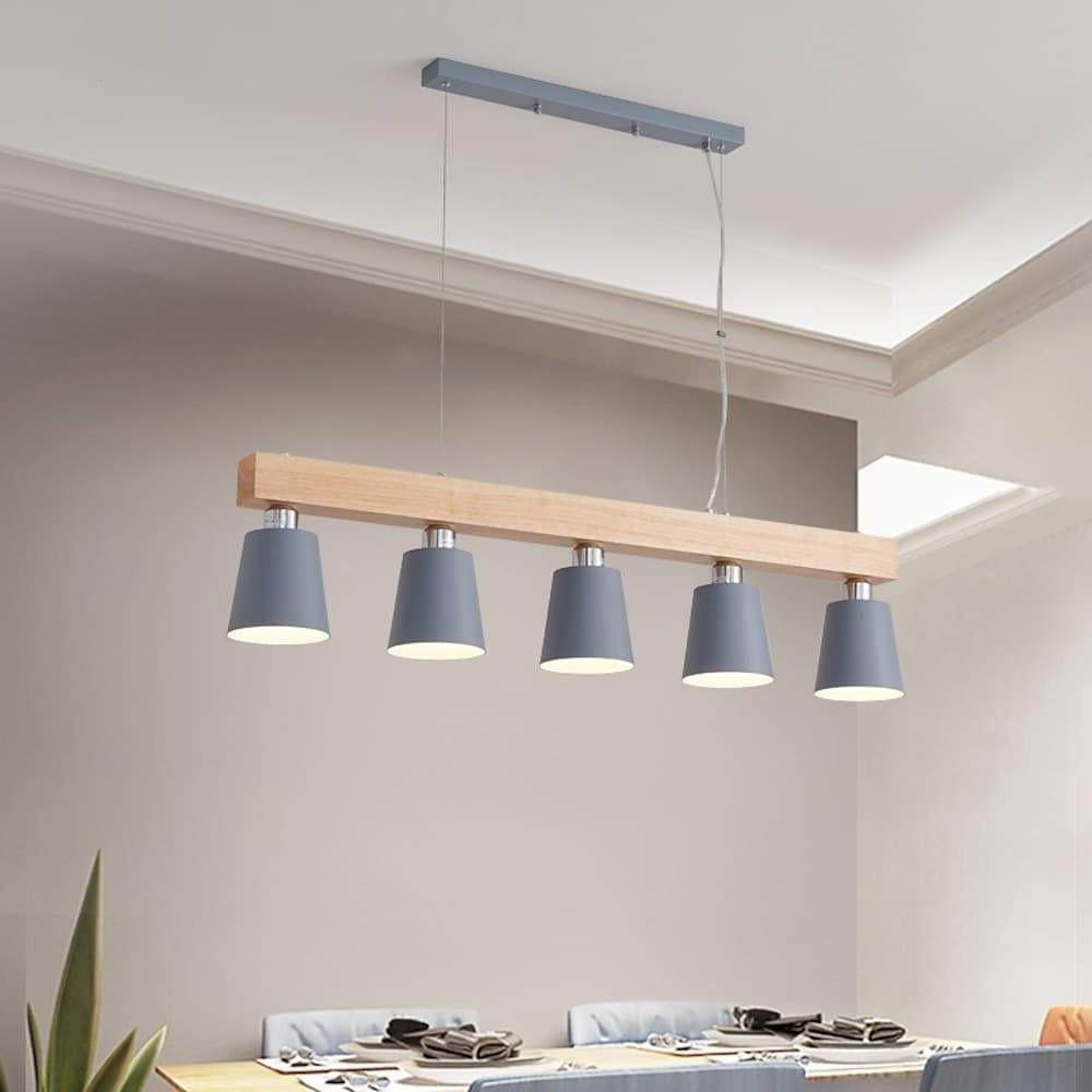 Row Of Lights Farmhouse Pendant Light Metal Wood Bamboo Pendant Lighting