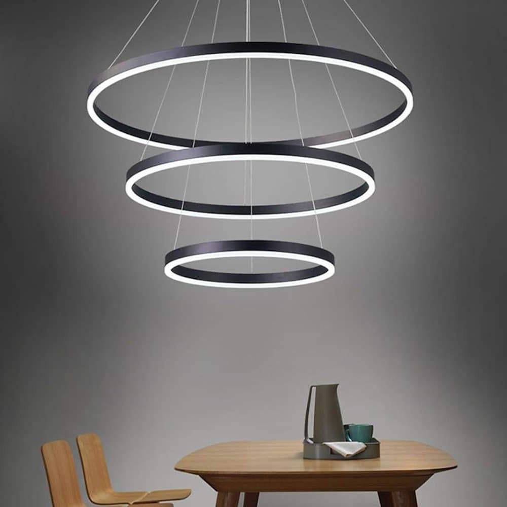 3 Circle Graduated Bedroom Pendant Lights Remote Control Pendant Lighting