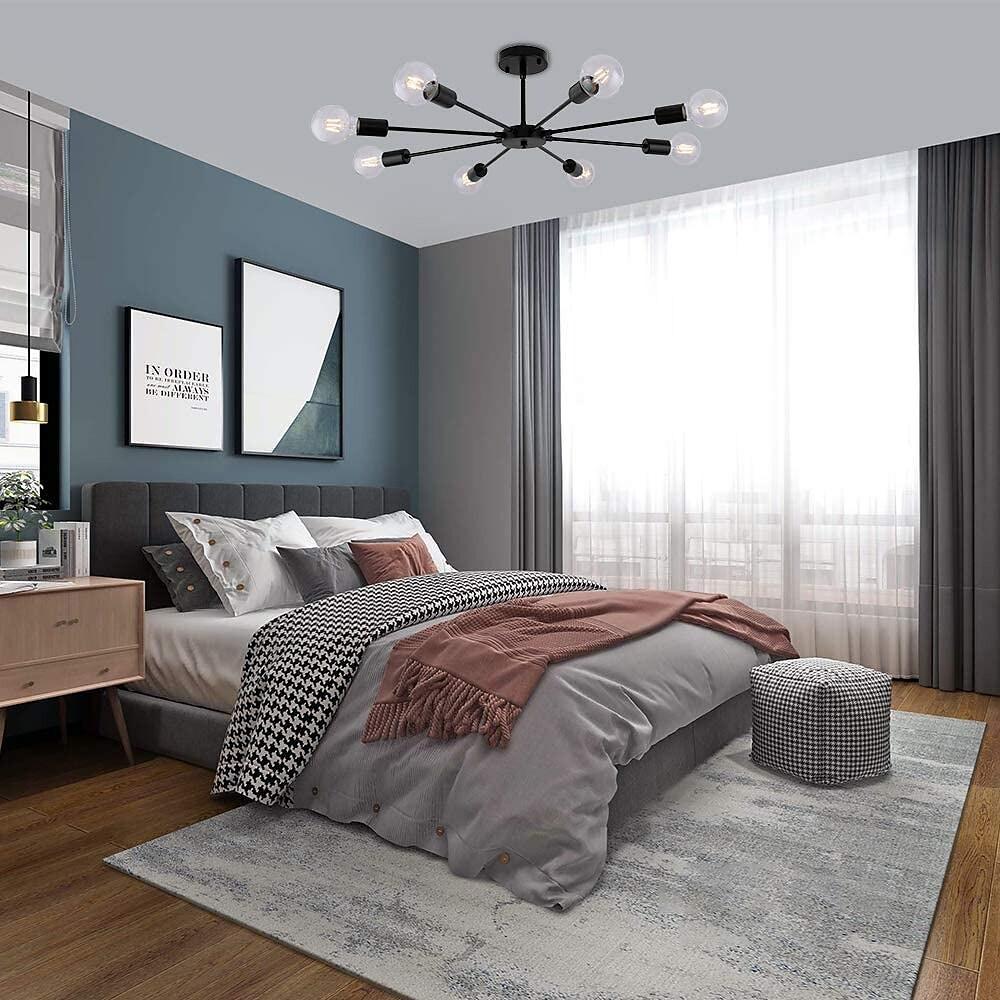 Mid-Century Sputnik Semi-Flush Mount Bedroom 193sq ft - 269sq ft Illumination Area Ceiling Light