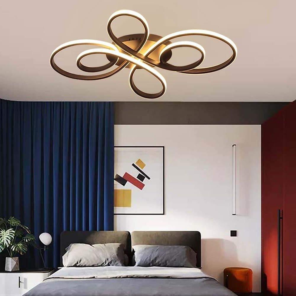 Artistic Curved Dimmable LED Modern Ceiling Lights Chandelier Flush Mount Lighting