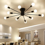 Metal Large Flush Mount Ceiling Light with 10 Sporadic Positioned LED Incandescent Lights