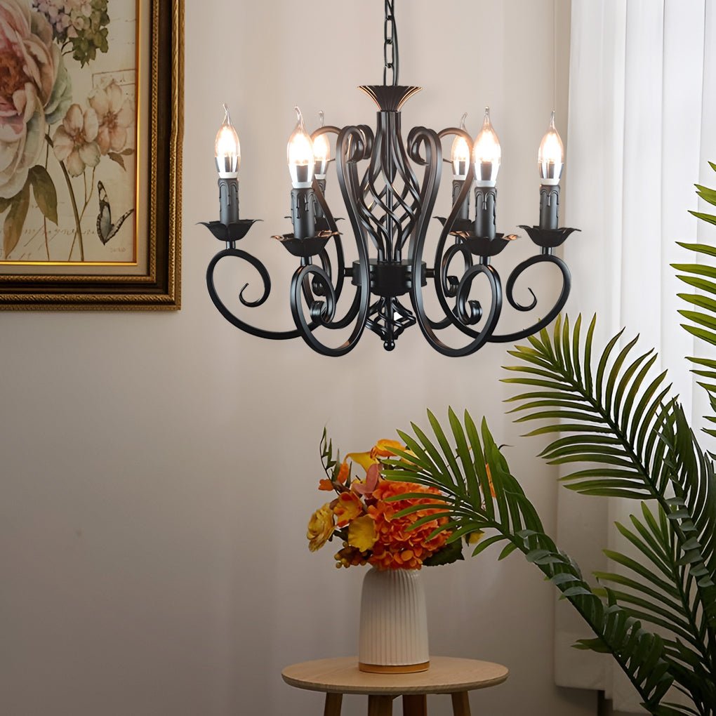 Iron Black Farmhouse Chandelier Candelabra Chandelier Living Room Light Fixtures