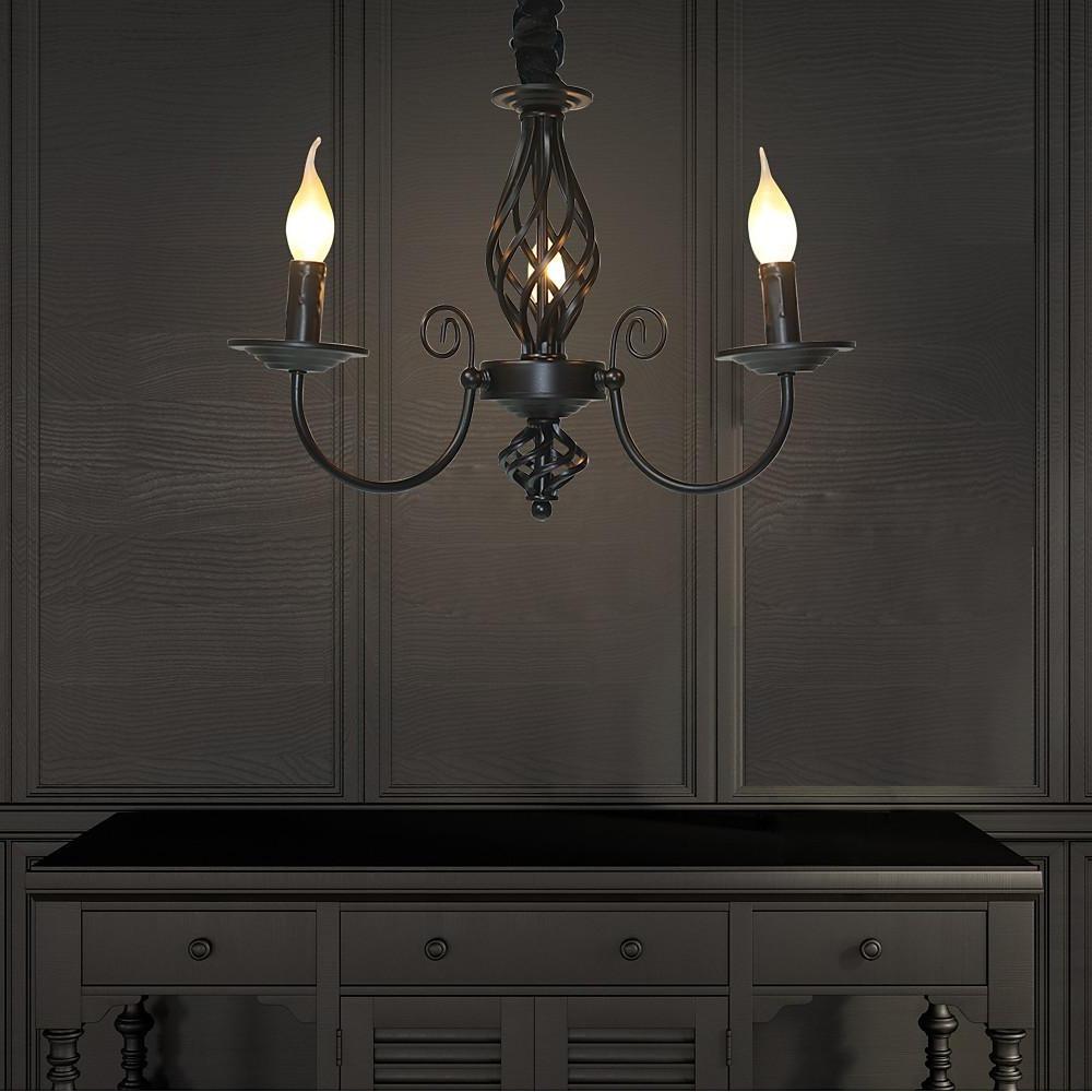 Triple Candles Shape Farmhouse Chandelier LED Oil Rubbed Bronze Chandelier