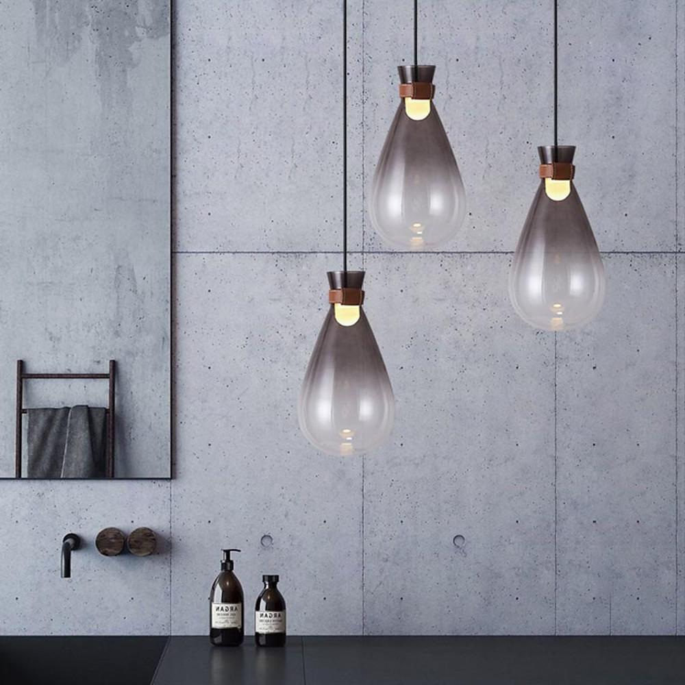 Industrial Teardrop Pendant Light Vintage Glass Metal LED Ceiling Light