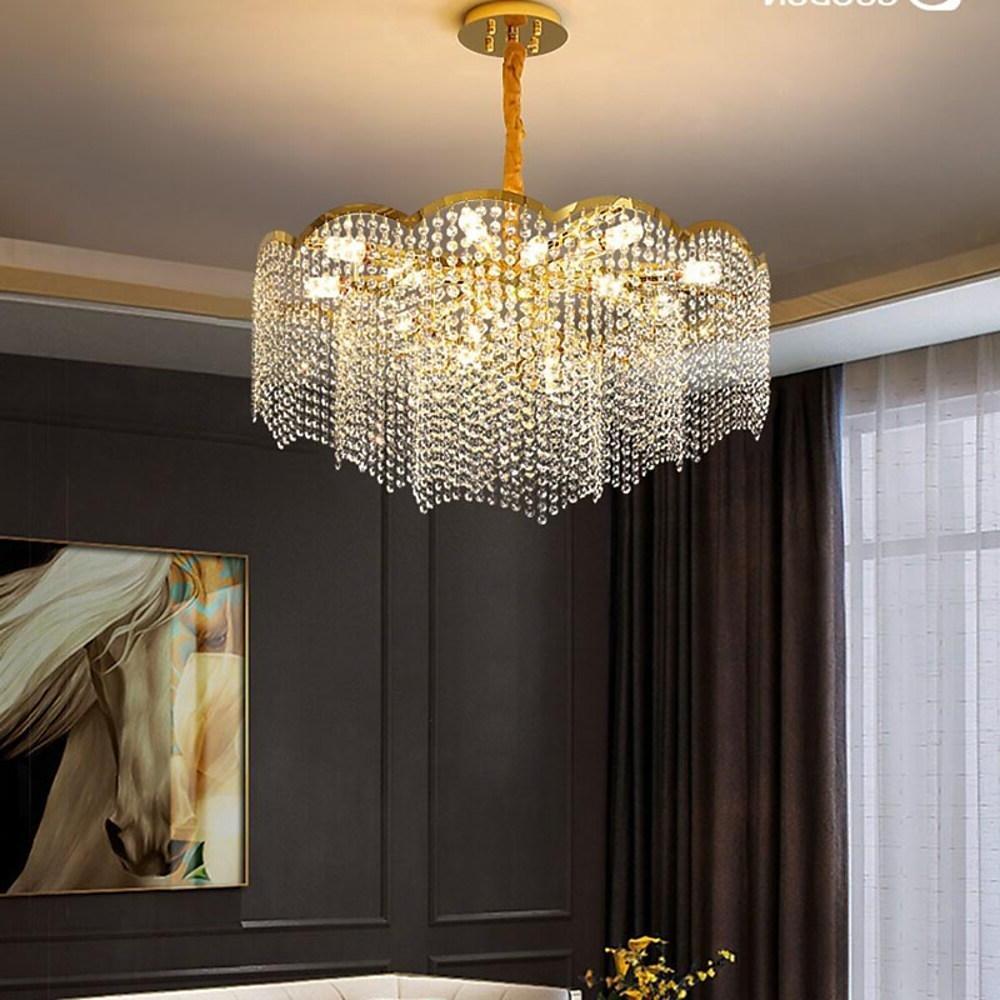 Lantern Design Electroplated Crystal Metal LED Modern Chandeliers