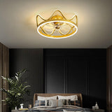 Crown Shapes Gold Black Ceiling Fan with Light