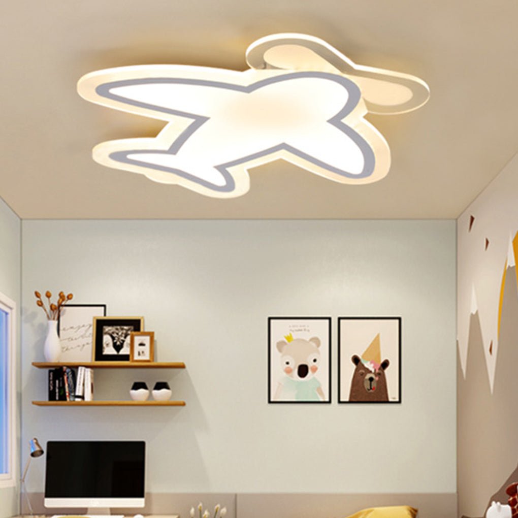 LED Aircraft Shaped Modern Flush Mount Light White Iron Ceiling Lights