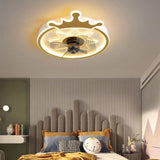 LED Round Crown Shaped Flush Mount Kids Ceiling Fans with Remote Control