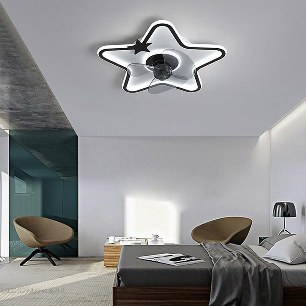 LED Star Shaped Flush Mount Kids Ceiling Fans with Lights and Remote