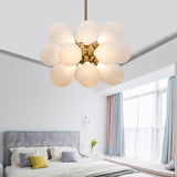 Retro Glass Globe Chandelier Lights Bedroom Chandelier with 18 Bulbs