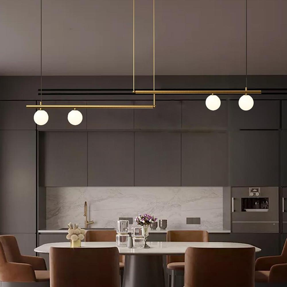 Linear Globe Dining Room Chandeliers Copper Glass Island Kitchen