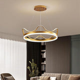 Dimmable Crown Chandelier Pendant  LED Aluminum Acrylic Living Room Ceiling Lights