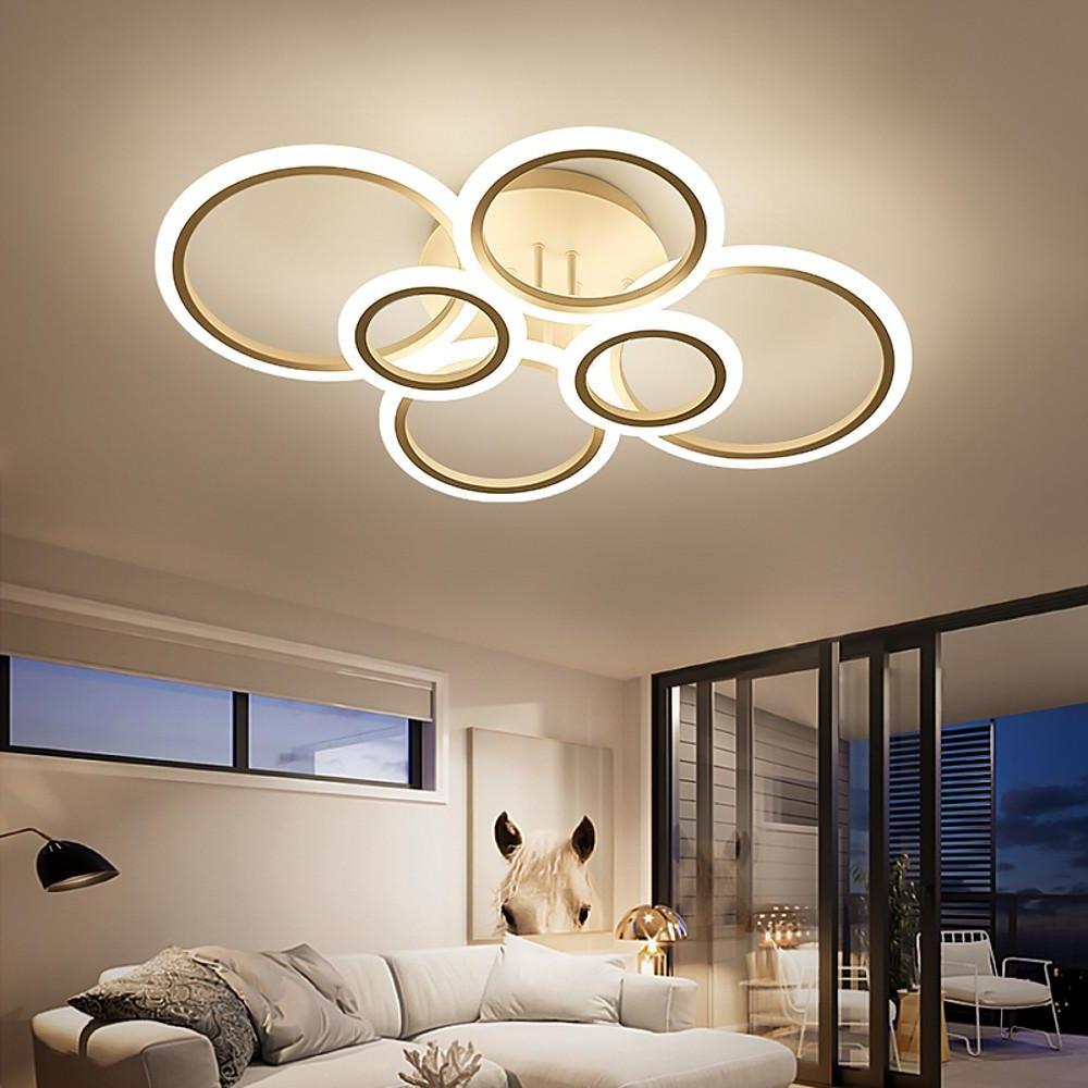 6 Circle Geometric LED Flush Mount Ceiling Light for Bedroom