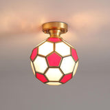 Football Electroplated Copper Glass LED Modern Ceiling Lights Flush Mount Lighting