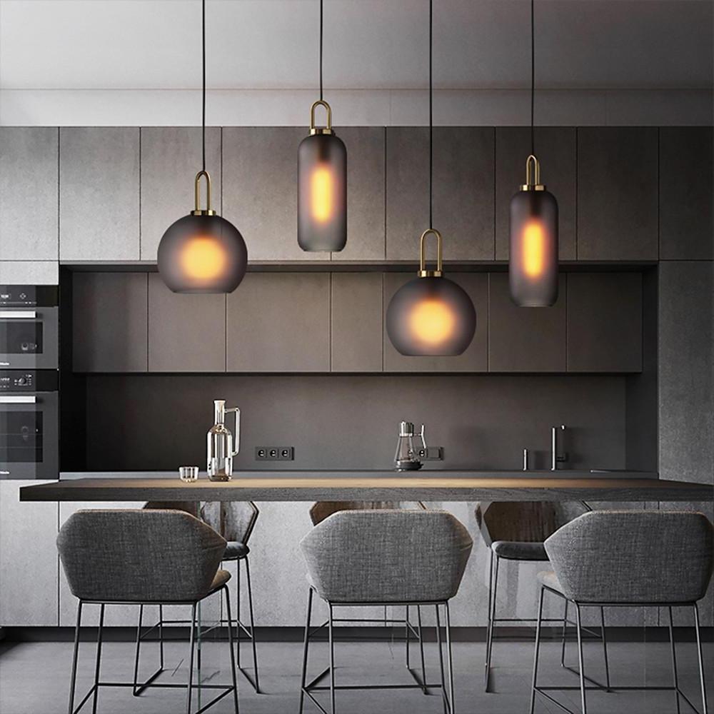 Semi Globe Glass Electroplated Metal LED Industrial Style Pendant Lighting