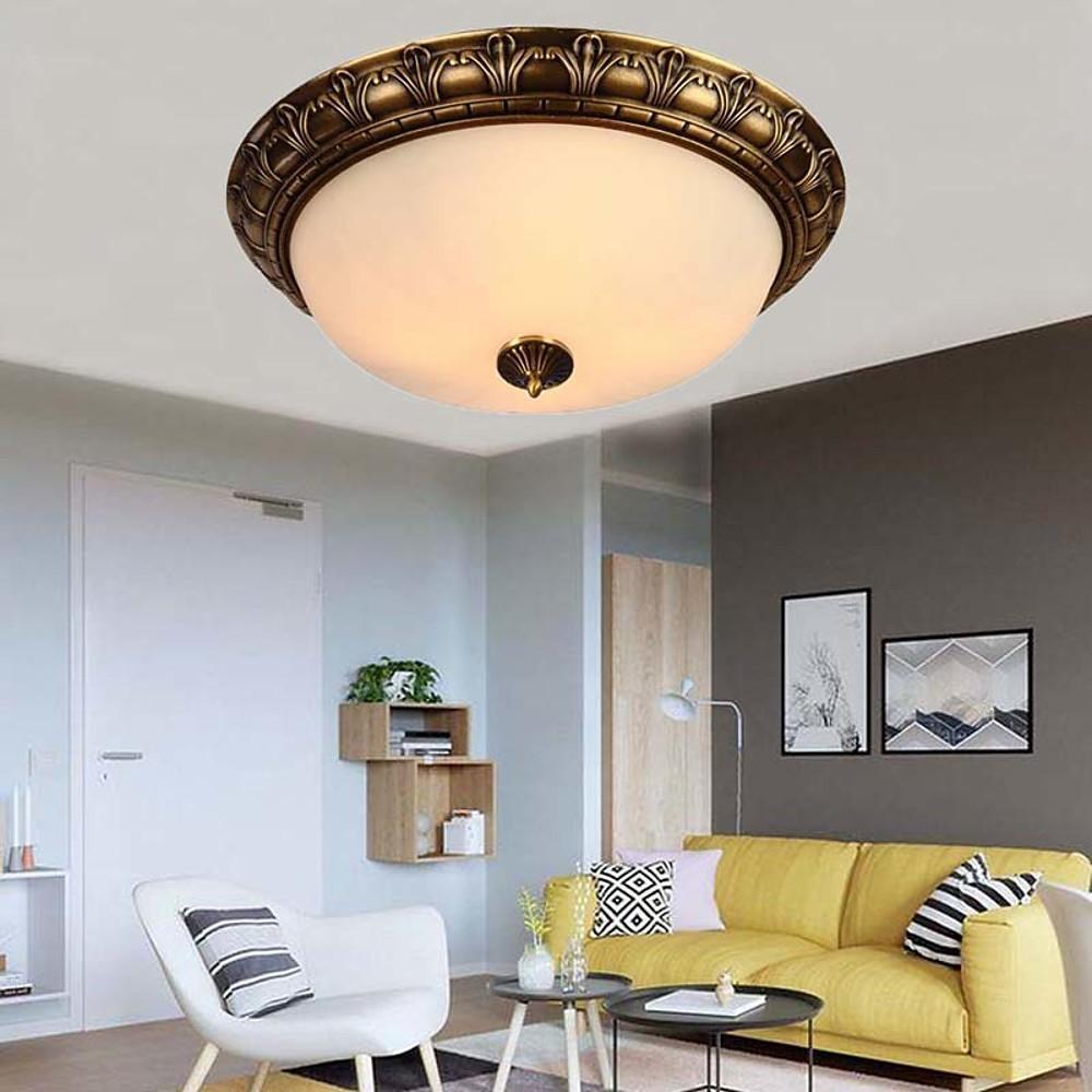 Retro Flush Mount Ceiling Light Metal Glass Traditional LED Light