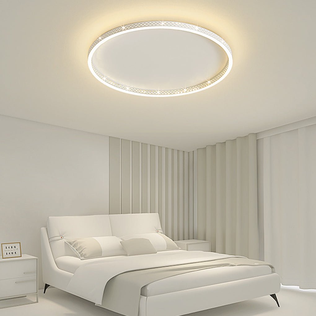 Modern Round Dimmable Flush Mount Lights LED Ceiling Light with Hollow Edge