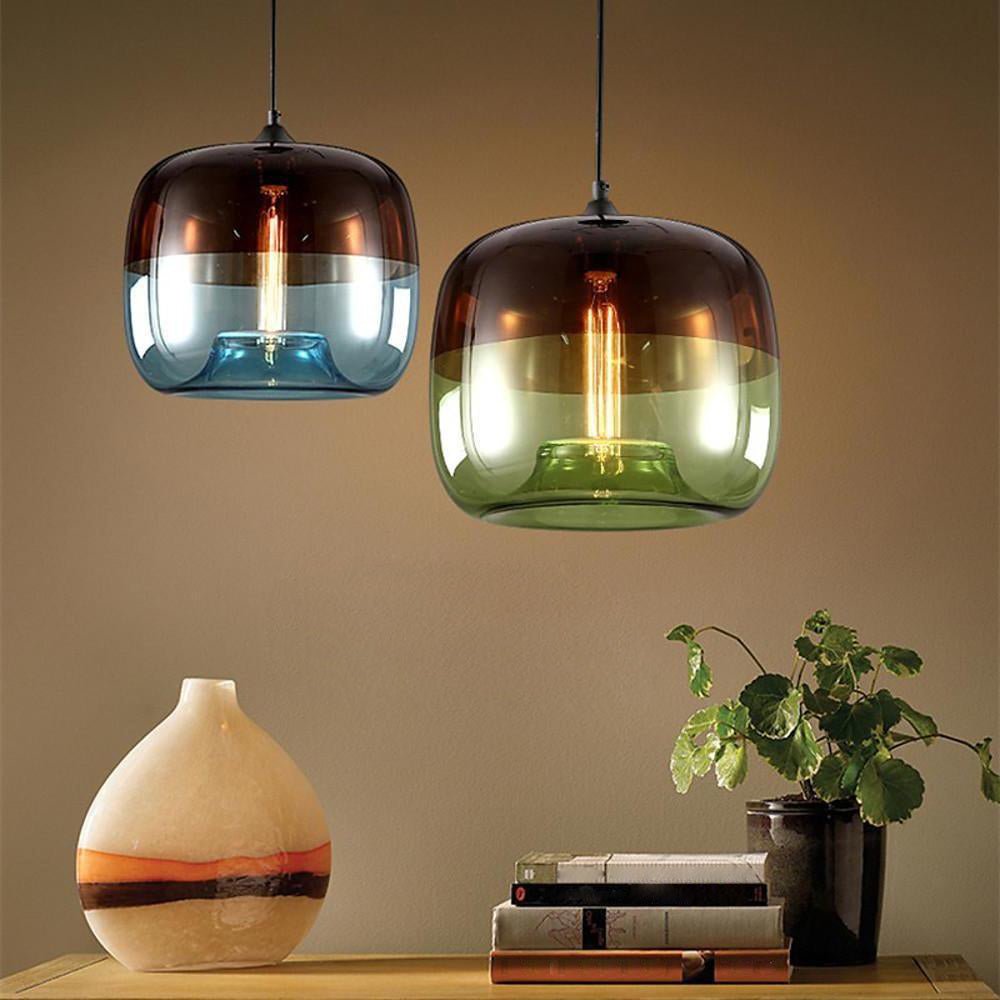 Multi Colored Glass Pendant Light Artistic Globe Dining Room Light