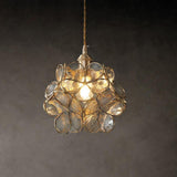 Flower Patterned Modern Glass Copper Pendant Light Kitchen Hanging Pendant Lights