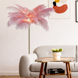 30 Inch Statement Ostrich Feather Decorative Accent Floor Lamp