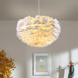 Novelty Modern Feather Design Pink Chandelier Metal Ceiling Light