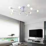 Metal Large Flush Mount Ceiling Light with 10 Sporadic Positioned LED Incandescent Lights