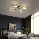 Geometric Crystal Metal Flush Mount Ceiling Light Multiple Lights for Living Room