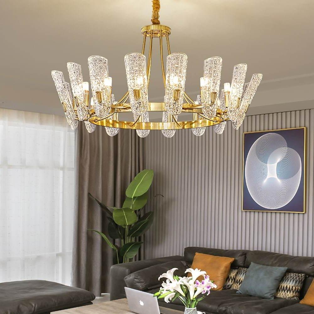 8-light LED Electroplated Metal Glass Gold Classic Chandelier Pendant Lighting