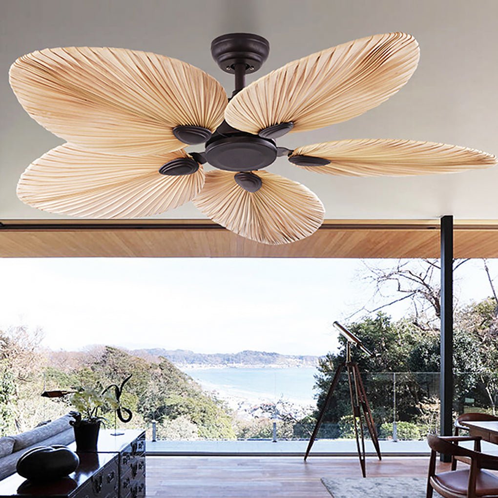 Palm Leaf Inverter Timed Silent 52'' Flush Mount Ceiling Fan Modern Fans