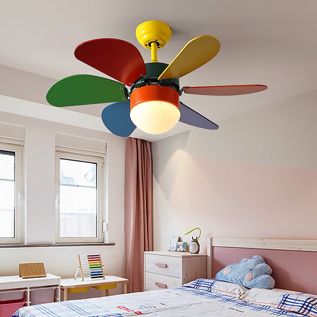 Personality Creative Mini Children's Room Double Control Ceiling Fan Lamp