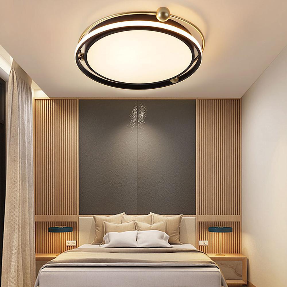 Artistic Circles Dimmable LED Black Nordic Flush Mount Ceiling Light