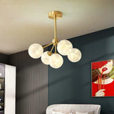 5 Globe Glass Brass Flush Mount Ceiling Light Ornate LED Ceiling Light