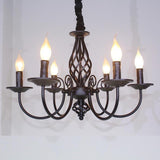 Candle Design Metal Rustic Chandeliers with 6 LED Bulbs