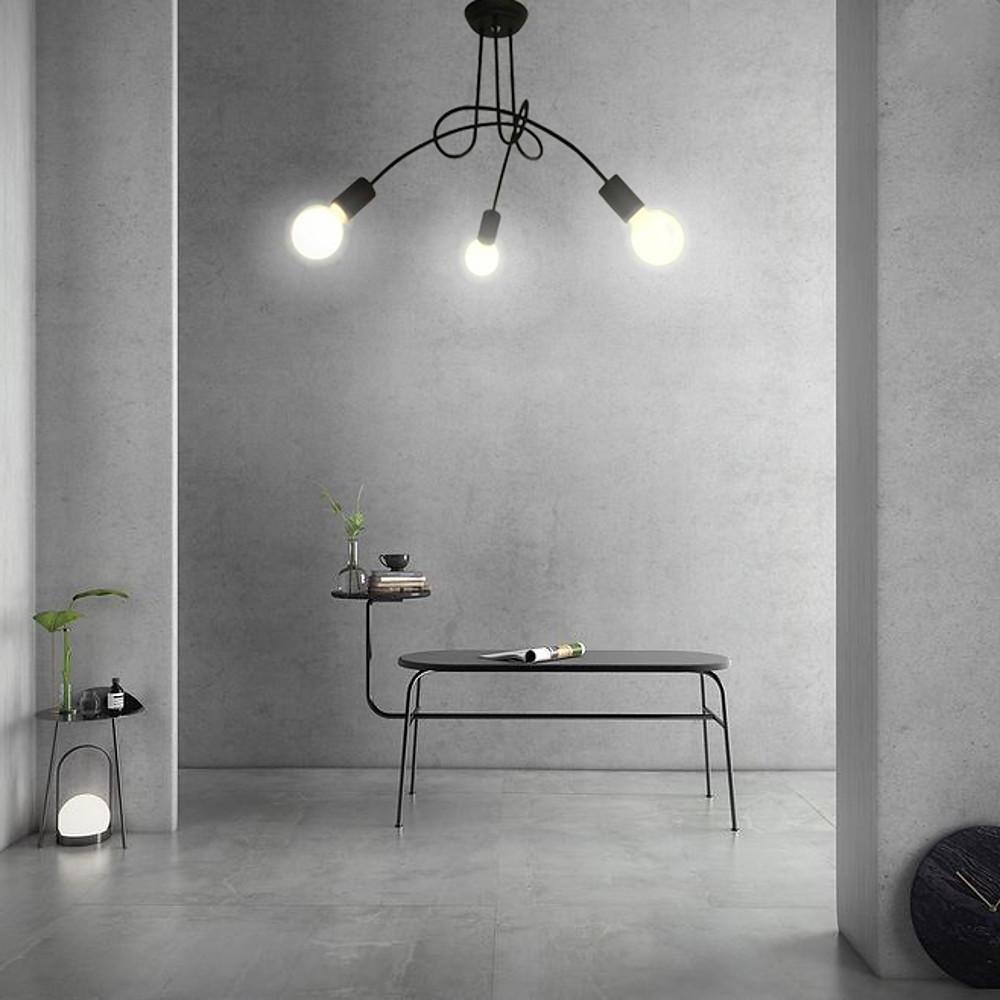 Simplistic Painted Metal Modern Chandelier Exposed Twisted Stem Lights