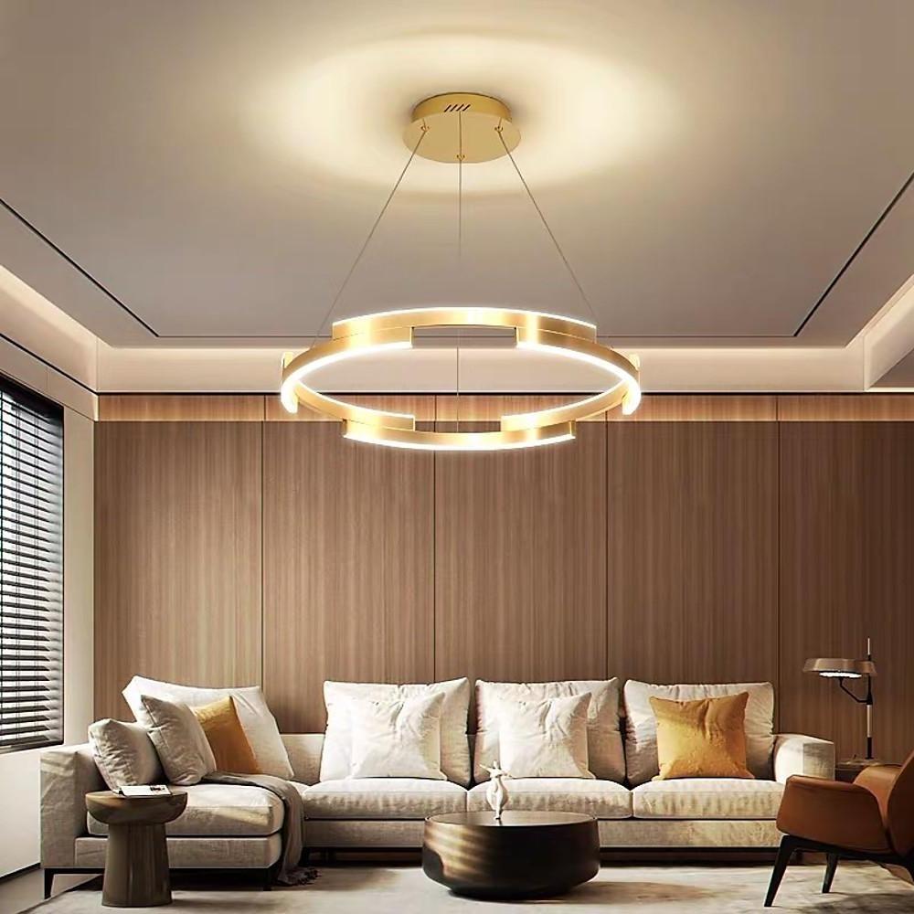 Interlocking Round Gold Chandelier for Living Room