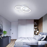 White/Black Acrylic Overlapping Rings LED Semi Flush Mount Ceiling Light