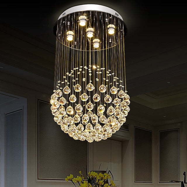 80cm Crystal Chandelier Ceiling Light Modernity Luxury Globe K9 Crystal Pendant Lighting