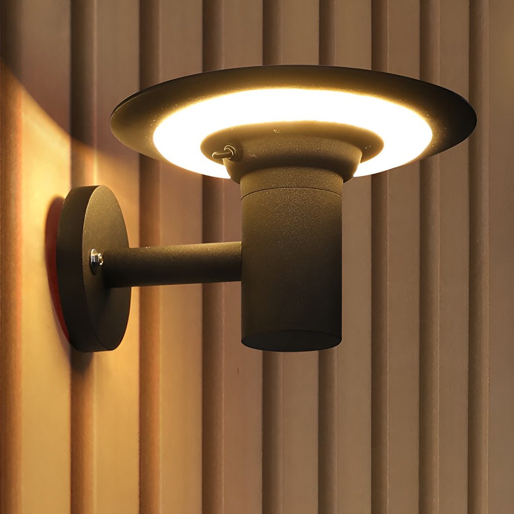 Round UFO-shaped LED Waterproof Solar Modern Outdoor Sconces Wall Lamp