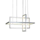 31.5'' Three-Part Futuristic Square Rectangular Hybrid Aluminum Chandelier with Capable Ambient Lights