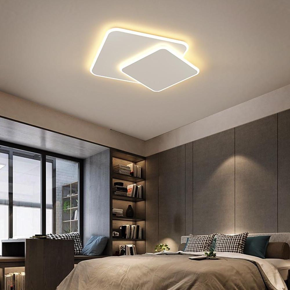 2 Square Metal Offset Flush Mounted Lights LED Bedroom Ceiling Lights