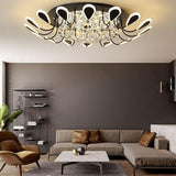 Flower Shaped Dimmable LED Crystal Modern Flush Mount Lighting Ceiling Light